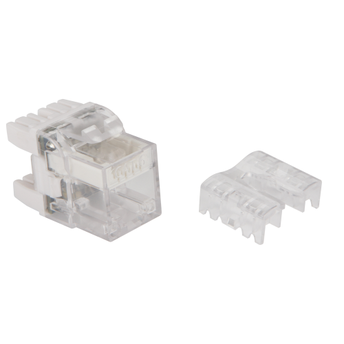 Keystone module, RJ45, category 6, UTP, 180 degrees, with LED, white